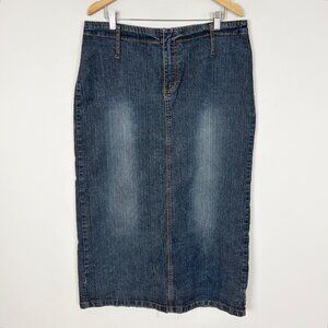 Y2K Vintage Denim Stretch Maxi Skirt Size 1X Western Women's